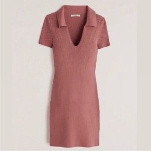 Abercrombie & Fitch Ribbed Polo Mini Dress, pink, size XS